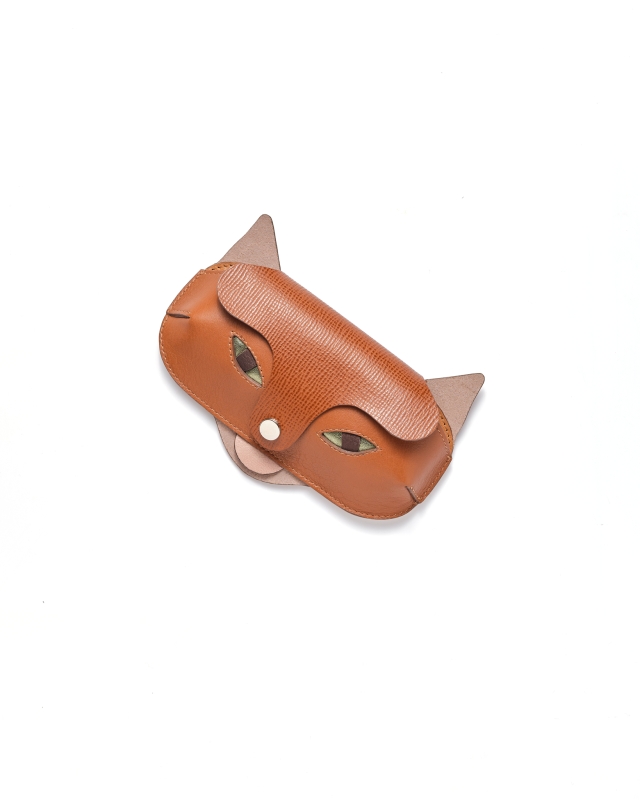 Cat-Shaped Glasses Case // Ginger Cat, green eyes