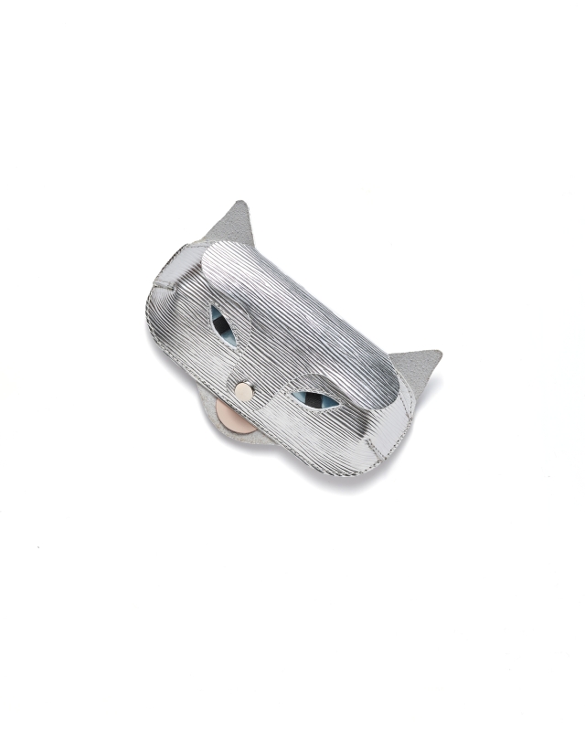 Gabo Szerencses // Cica szemüvegtok // Ezüst csíkos, kék szemmel