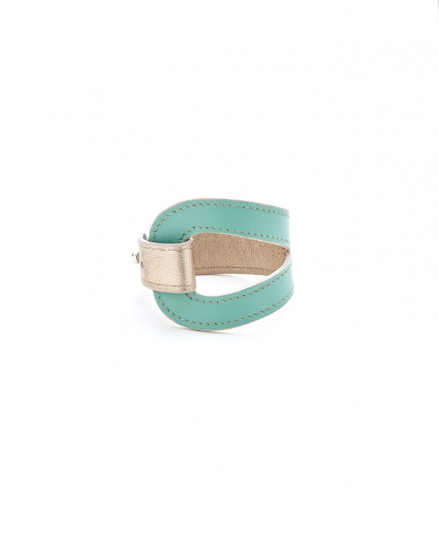 Gabo Szerencses // Bőrkarkötő arany és türkiz 